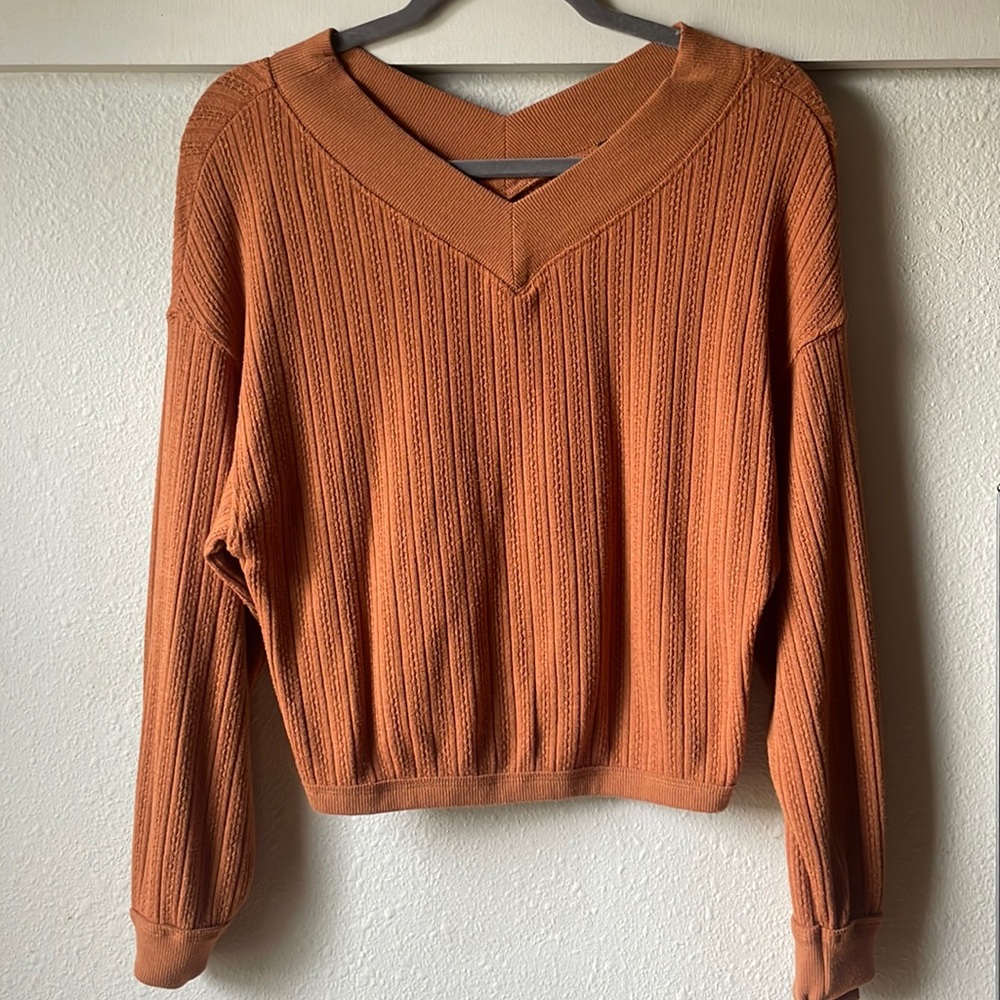 Vintage camel colored long sleeve cropped blouse by Honey Sparkle